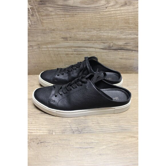 Frye women's Ivy low top lace up slip on black leather mule sneakers 9M - Picture 2 of 13